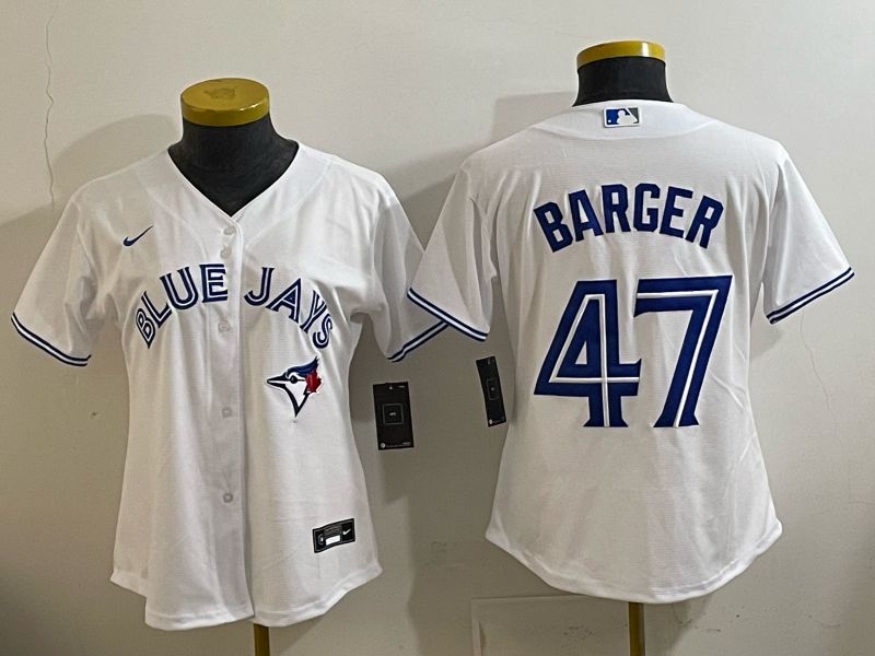 Women 2025 Toronto Blue Jays #47 Barger white Game Nike MLB Jersey style 001->women mlb jersey->Women Jersey